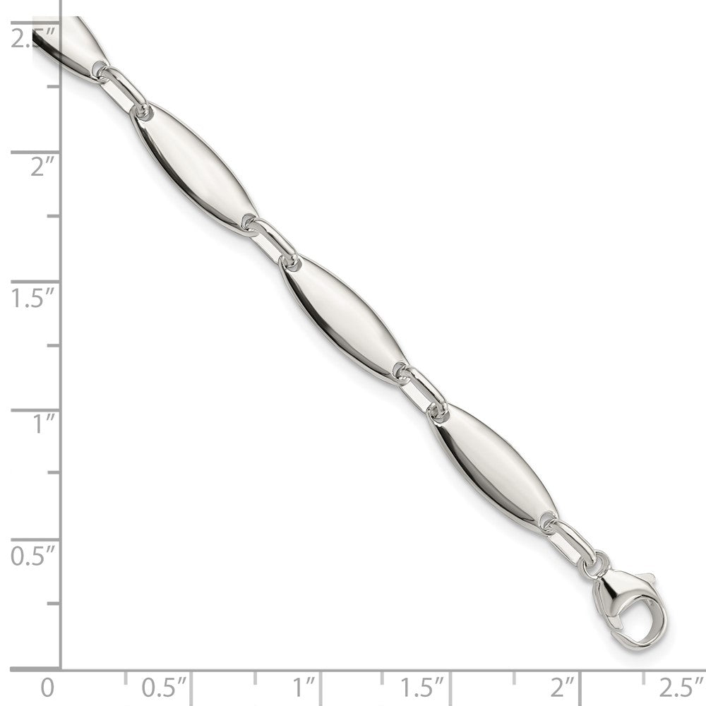 8 Inch Sterling Silver Polished Link W/ 1 In Ext. Bracelet