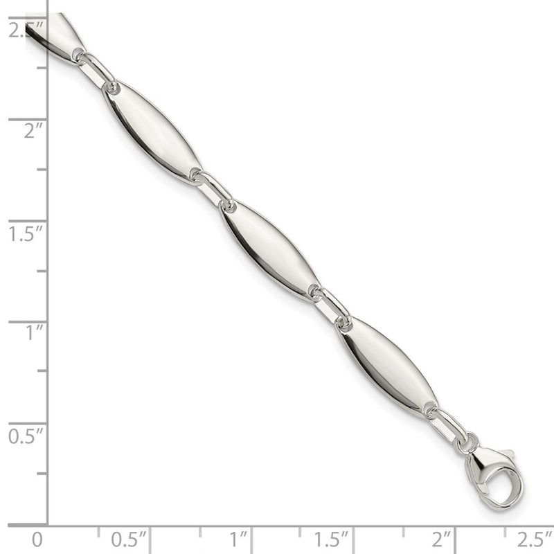 8 Inch Sterling Silver Polished Link W/ 1 In Ext. Bracelet