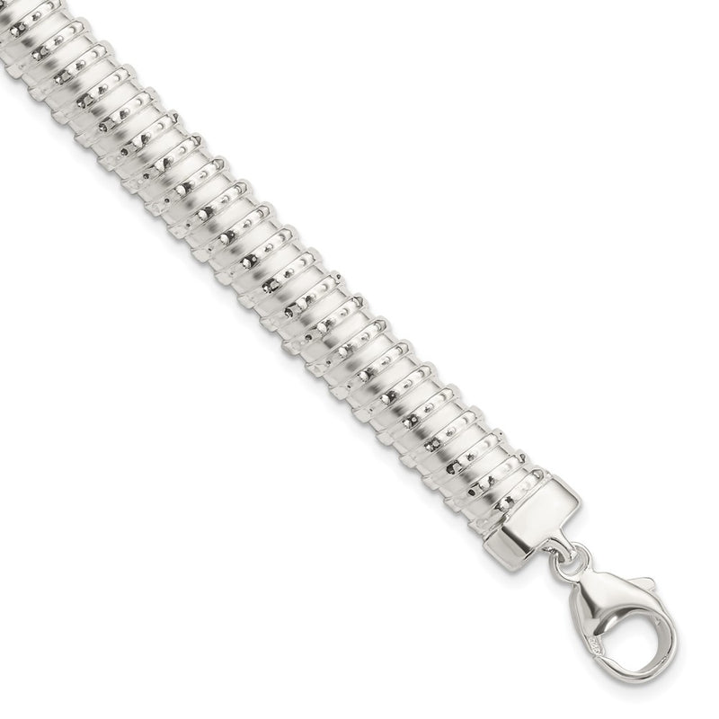 7.5 Inch Sterling Silver Polished Textured Bracelet