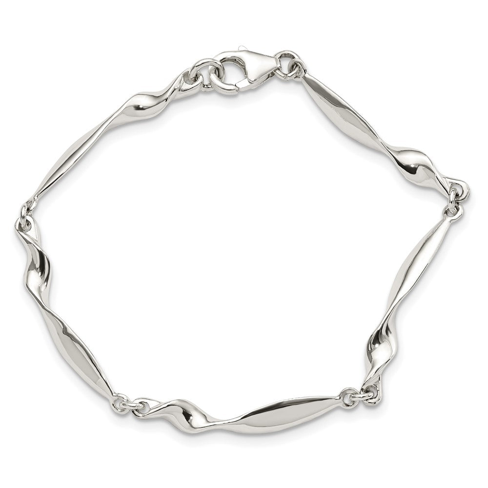 6.5 Inch Sterling Silver Polished Twisted Bar 6.5In Bracelet