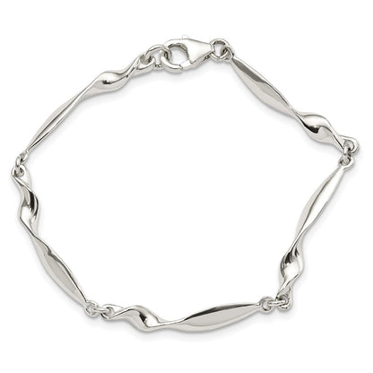 6.5 Inch Sterling Silver Polished Twisted Bar 6.5In Bracelet