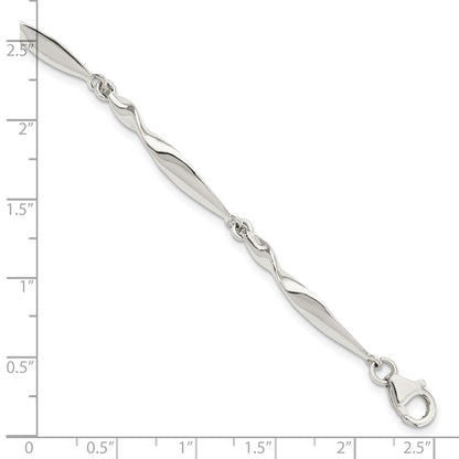 6.5 Inch Sterling Silver Polished Twisted Bar 6.5In Bracelet