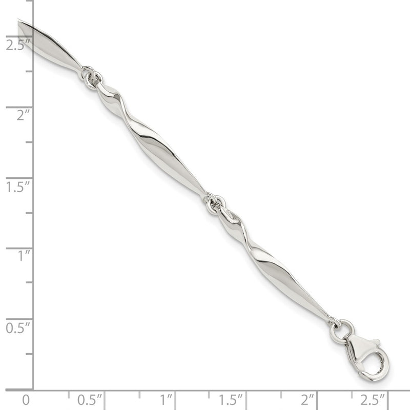 6.5 Inch Sterling Silver Polished Twisted Bar 6.5In Bracelet
