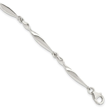 6.5 Inch Sterling Silver Polished Twisted Bar 6.5In Bracelet