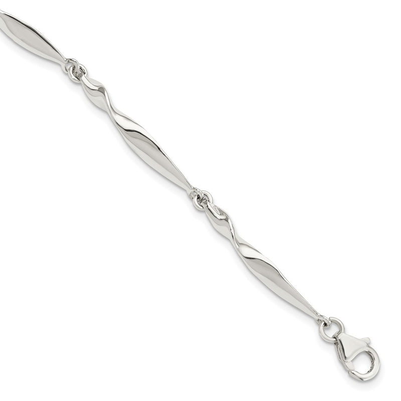 6.5 Inch Sterling Silver Polished Twisted Bar 6.5In Bracelet
