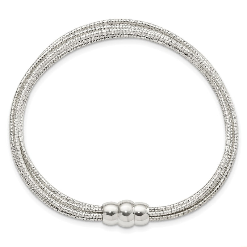 7.25 Inch Sterling Silver Diamond-Cut Multiple Strand Bracelet