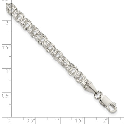 8 Inch Sterling Silver Polished 5mm Triple Link Charm Bracelet