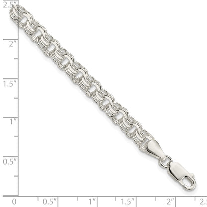 8 Inch Sterling Silver Polished 6mm Triple Link Charm Bracelet