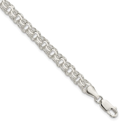 8 Inch Sterling Silver Polished 6mm Triple Link Charm Bracelet