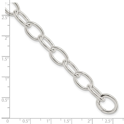 7 Inch Sterling Silver Rhodium-Plated Polished Fancy Link Bracelet