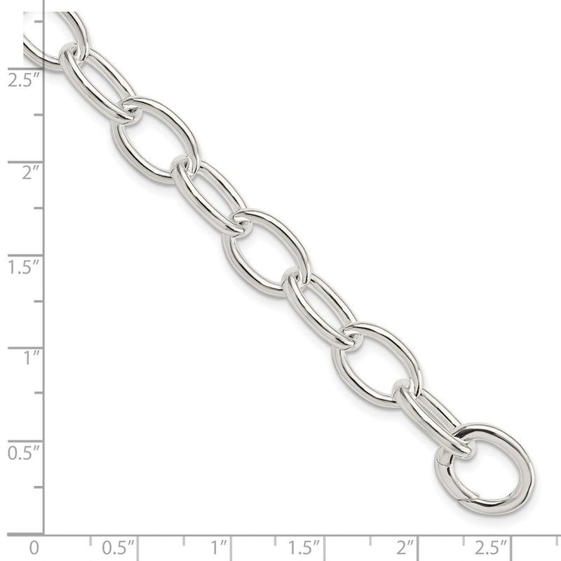 7 Inch Sterling Silver Rhodium-Plated Polished Fancy Link Bracelet