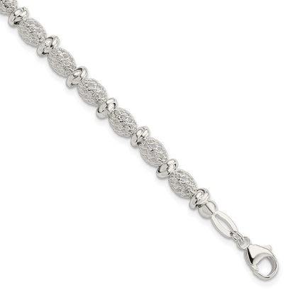 7.75 Inch Sterling Silver Polished Filigree Bracelet