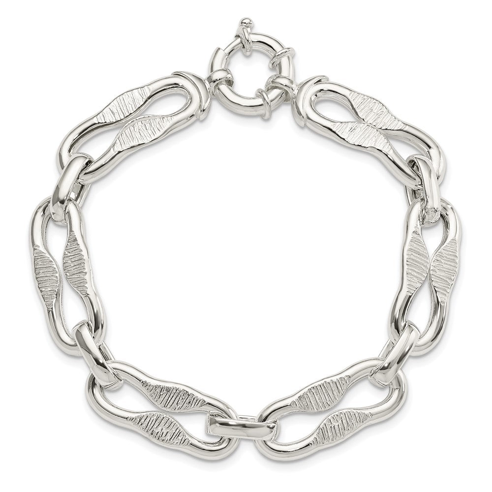 Sterling Silver Polished Fancy Link Chain Bracelet