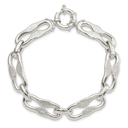 Sterling Silver Polished Fancy Link Chain Bracelet
