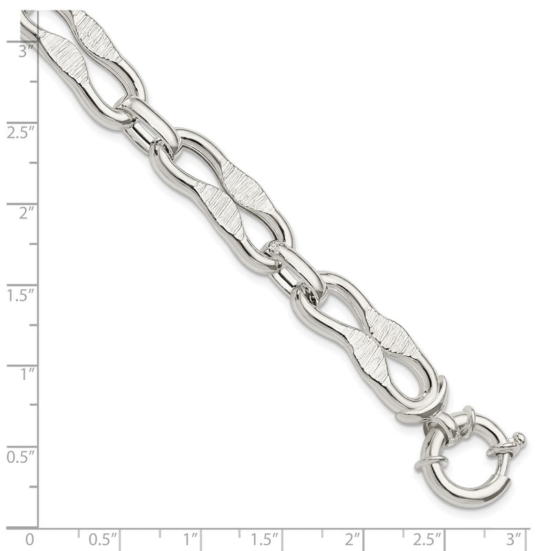 Sterling Silver Polished Fancy Link Chain Bracelet