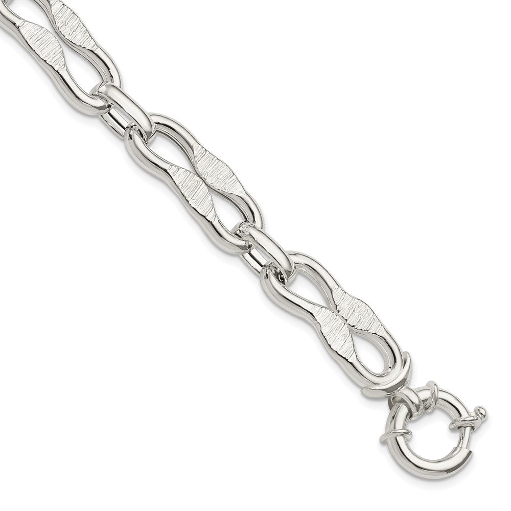 Sterling Silver Polished Fancy Link Chain Bracelet