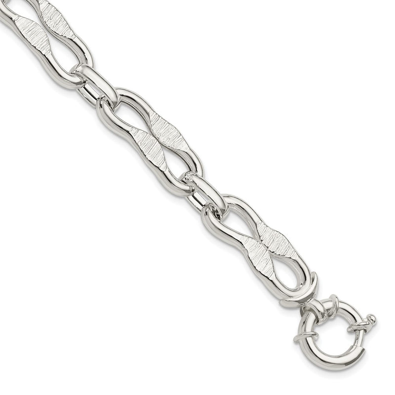 Sterling Silver Polished Fancy Link Chain Bracelet