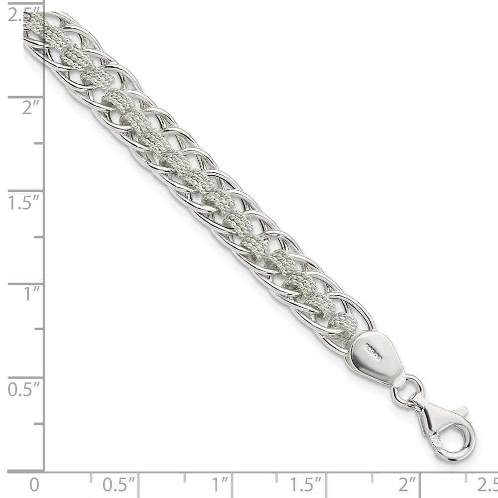 7 Inch Sterling Silver Polished Roped Oval Link 7In Bracelet
