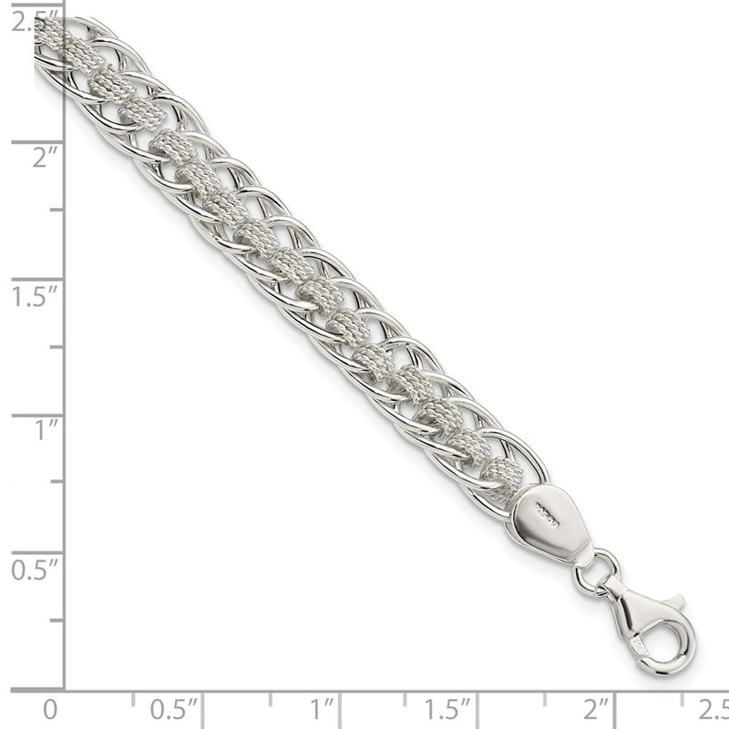 7 Inch Sterling Silver Polished Roped Oval Link 7In Bracelet