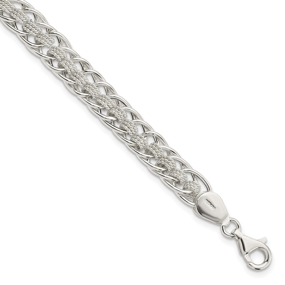 7 Inch Sterling Silver Polished Roped Oval Link 7In Bracelet