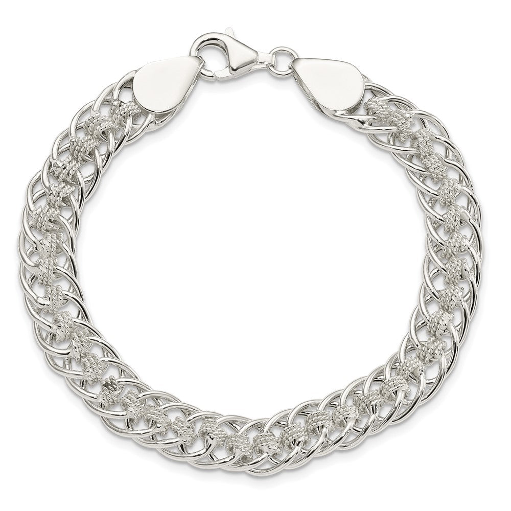7.5 Inch Sterling Silver Polished Roped Oval Link 7.5In Bracelet