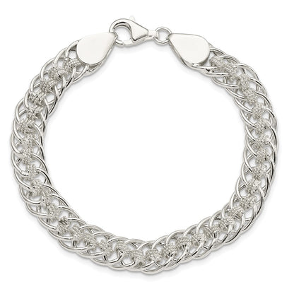 7.5 Inch Sterling Silver Polished Roped Oval Link 7.5In Bracelet