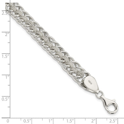 7.5 Inch Sterling Silver Polished Roped Oval Link 7.5In Bracelet