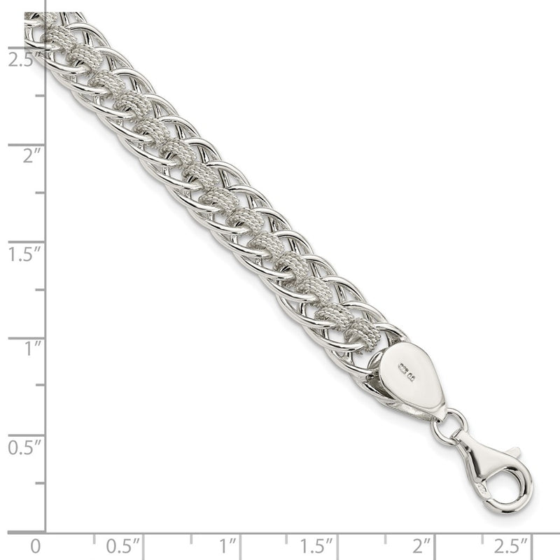 7.5 Inch Sterling Silver Polished Roped Oval Link 7.5In Bracelet