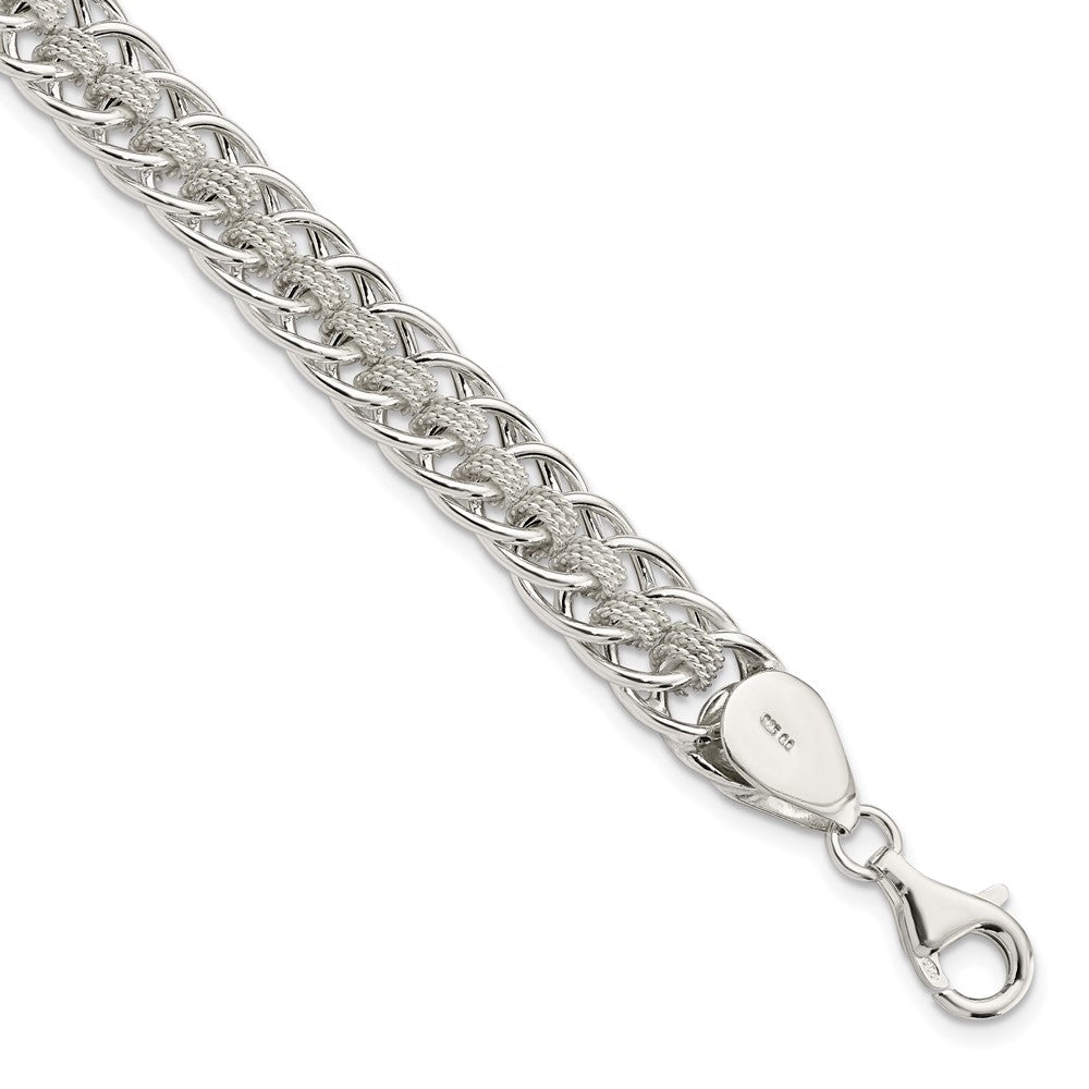 7.5 Inch Sterling Silver Polished Roped Oval Link 7.5In Bracelet