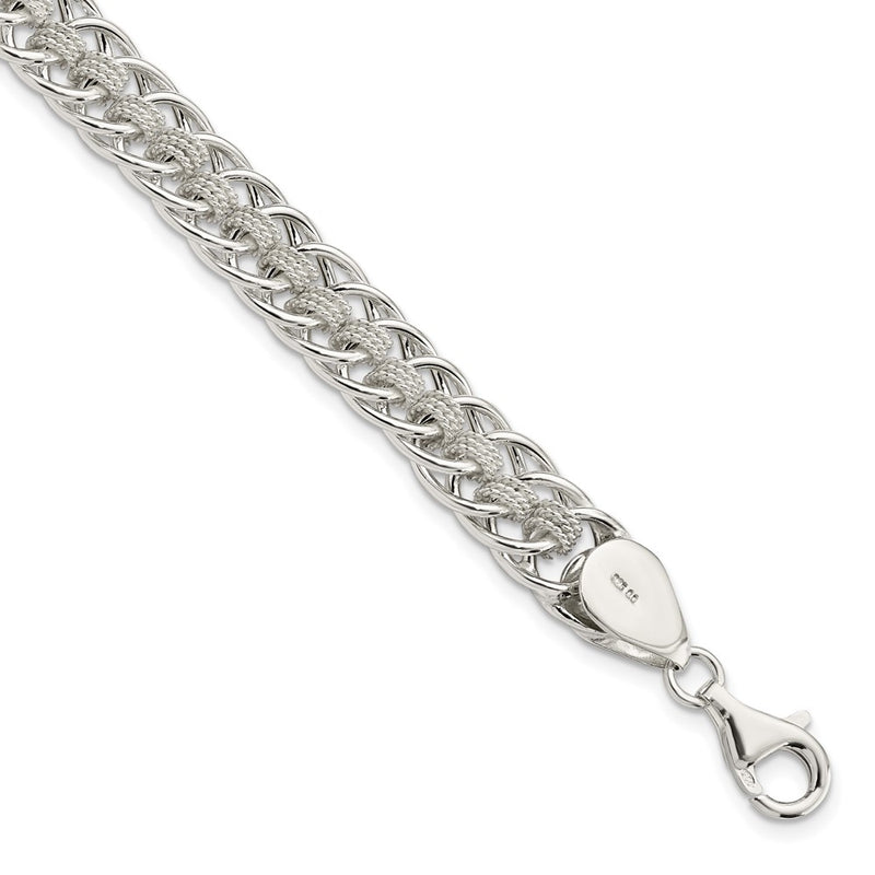 7.5 Inch Sterling Silver Polished Roped Oval Link 7.5In Bracelet