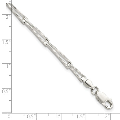 7 Inch Sterling Silver Polished & Textured Tapered Link Bracelet