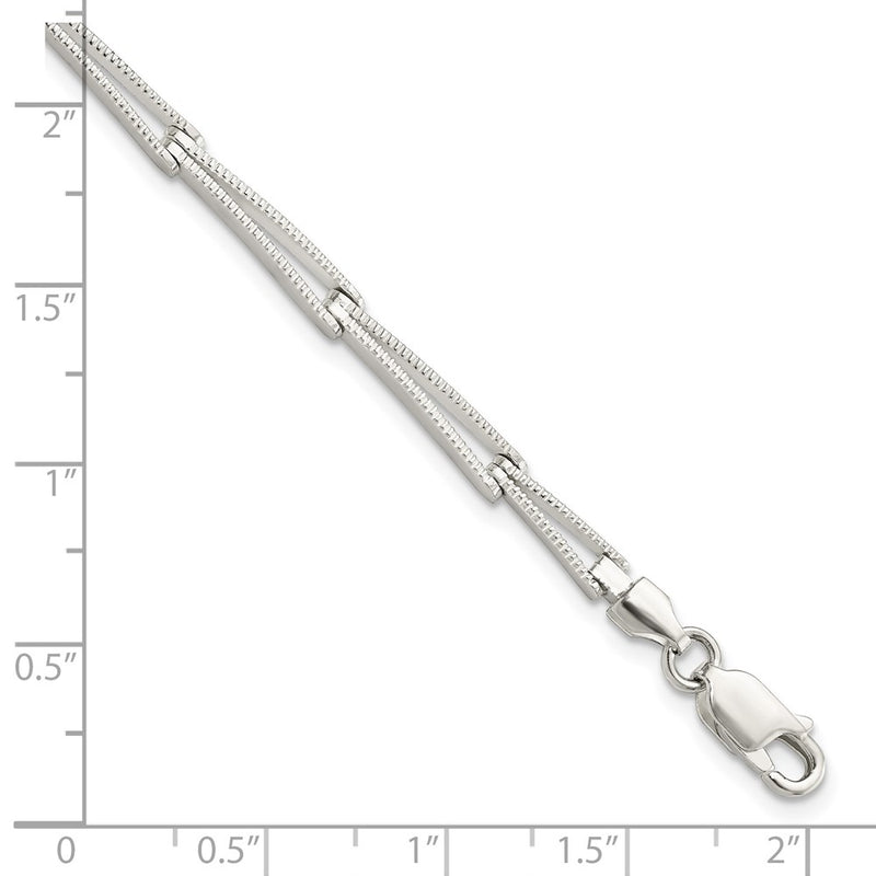 7 Inch Sterling Silver Polished & Textured Tapered Link Bracelet