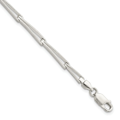 7 Inch Sterling Silver Polished & Textured Tapered Link Bracelet