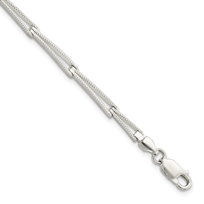 7 Inch Sterling Silver Polished & Textured Tapered Link Bracelet