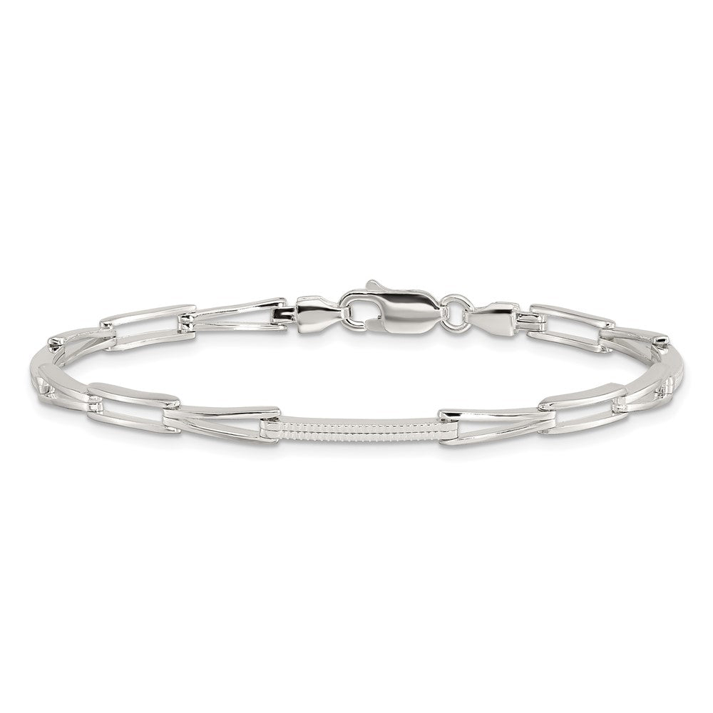 7.5 Inch Sterling Silver Polished & Textured Fancy Link Bracelet