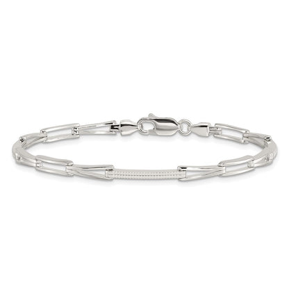 7.5 Inch Sterling Silver Polished & Textured Fancy Link Bracelet