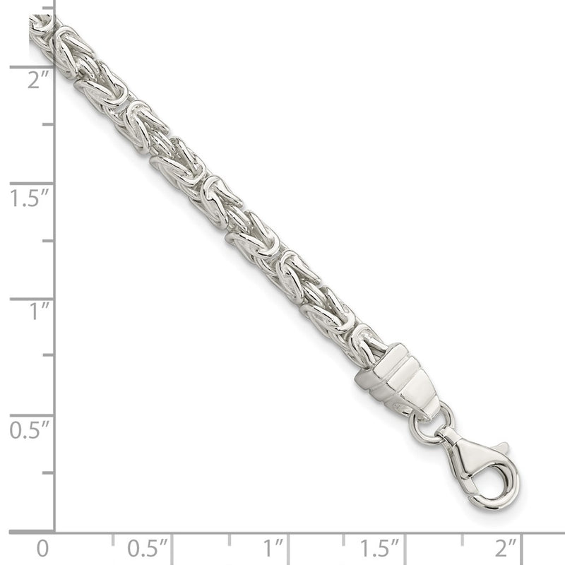 7.75 Inch Sterling Silver Square Byzantine Bracelet