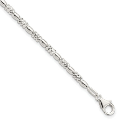 8.5 Inch Sterling Silver Polished D/C Beaded W/ 1 In Ext. Bracelet