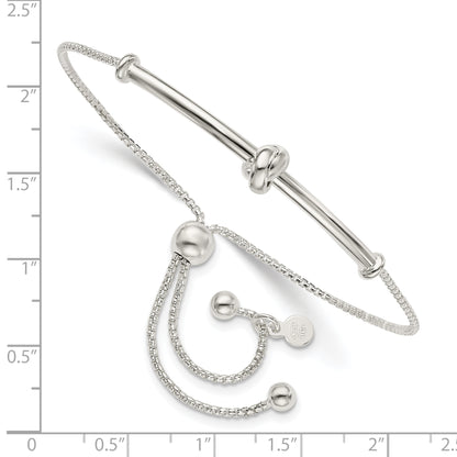Sterling Silver Bar With Knot Adjustable Bolo Bracelet