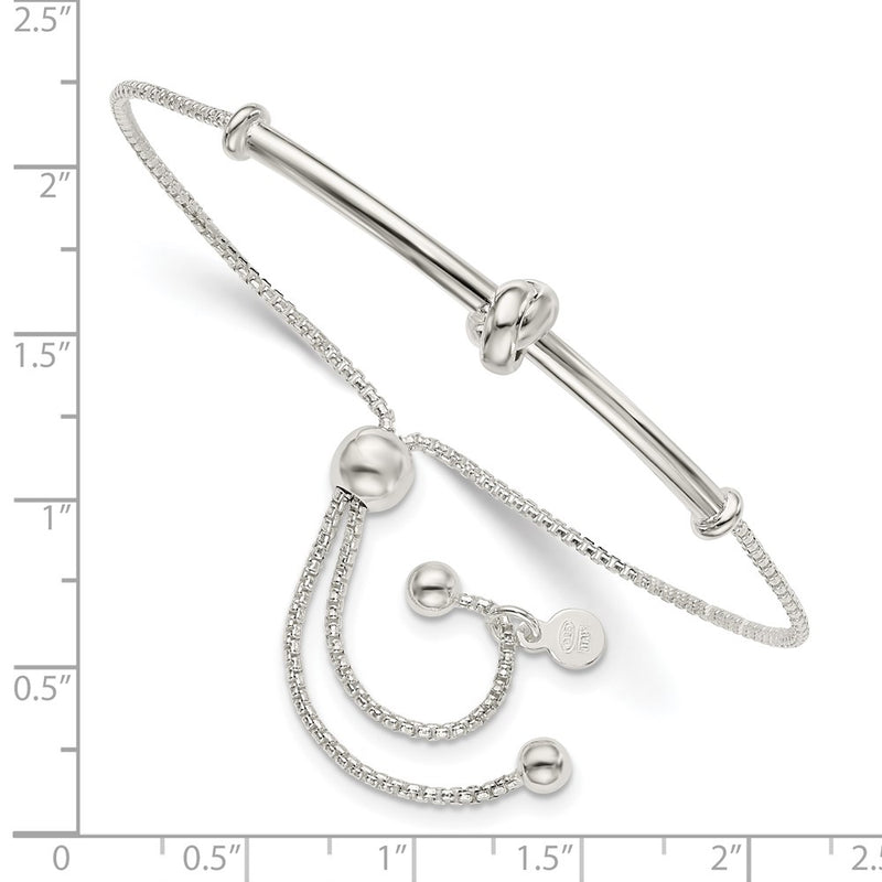 Sterling Silver Bar With Knot Adjustable Bolo Bracelet
