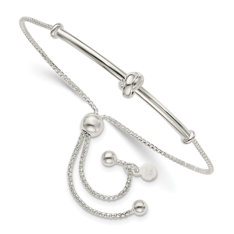 Sterling Silver Bar With Knot Adjustable Bolo Bracelet