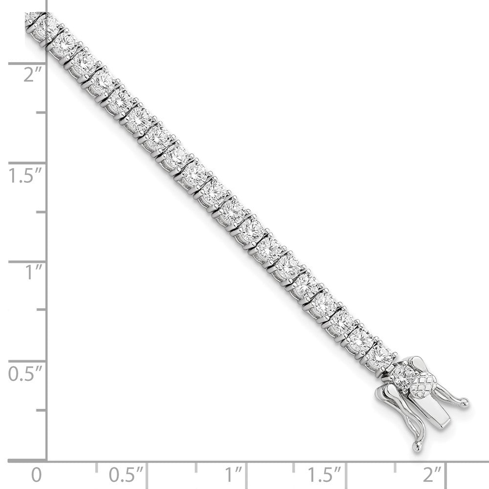 7.5 Inch Sterling Silver Rhodium-Plated Polished Cz Tennis Bracelet