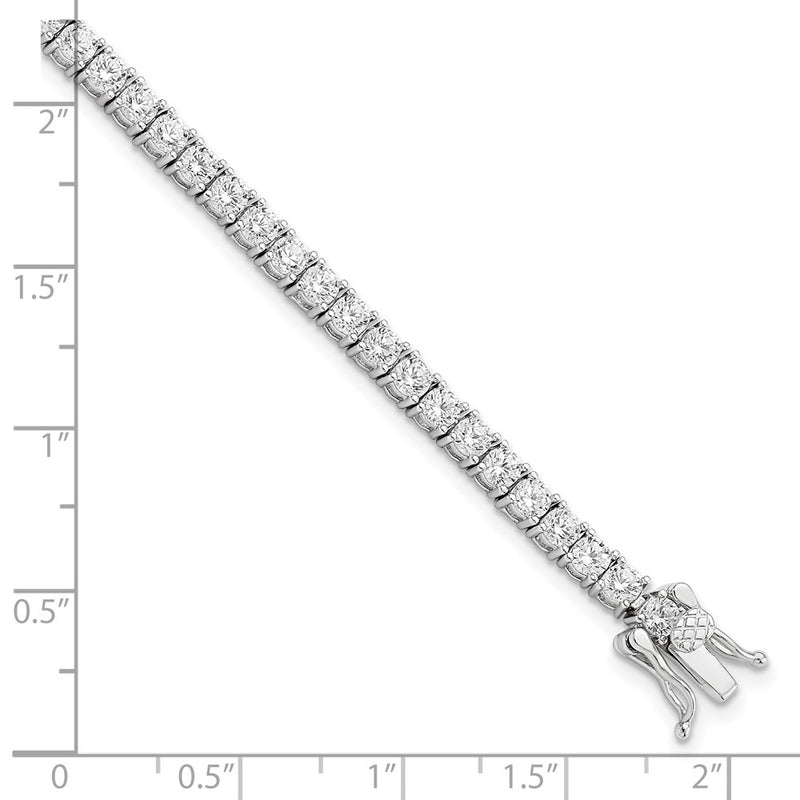 7.5 Inch Sterling Silver Rhodium-Plated Polished Cz Tennis Bracelet