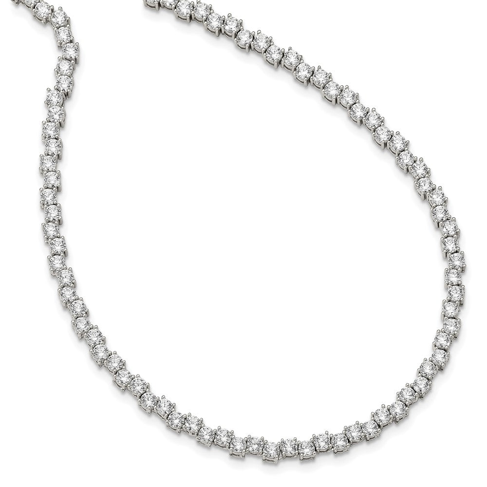 Sterling Silver Rhodium-Plated Polished 4mm Cz Necklace