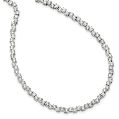 Sterling Silver Rhodium-Plated Polished 4mm Cz Necklace