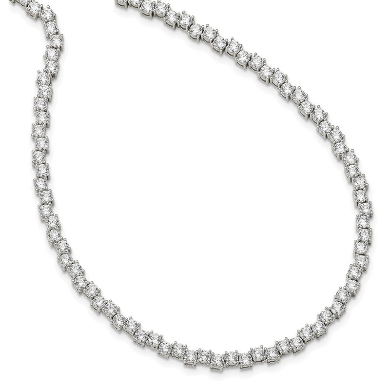 Sterling Silver Rhodium-Plated Polished 4mm Cz Necklace