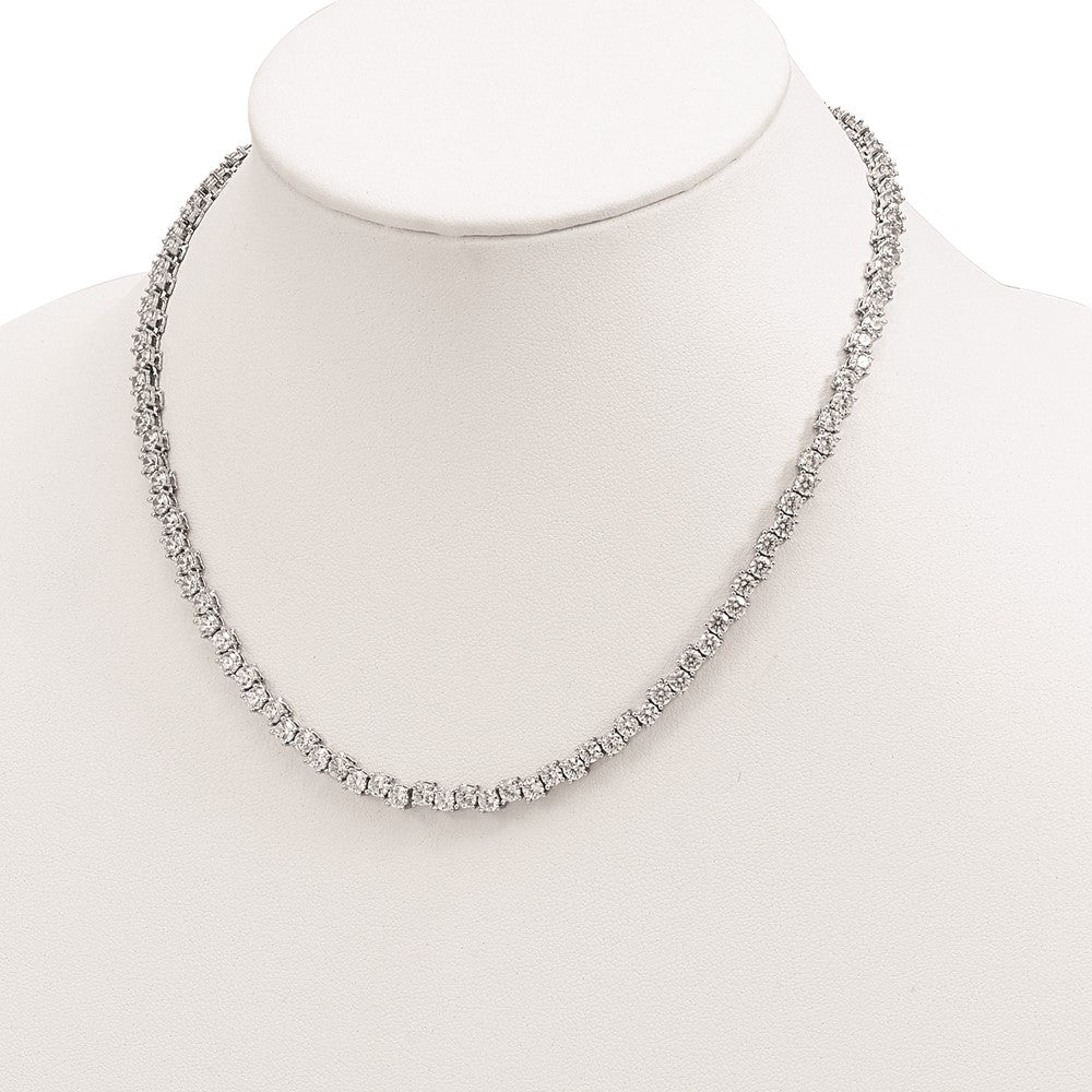 Sterling Silver Rhodium-Plated Polished 4mm Cz Necklace
