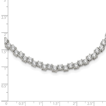 Sterling Silver Rhodium-Plated Polished 4mm Cz Necklace