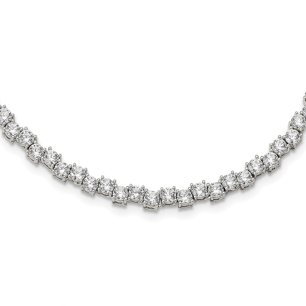 Sterling Silver Rhodium-Plated Polished 4mm Cz Necklace