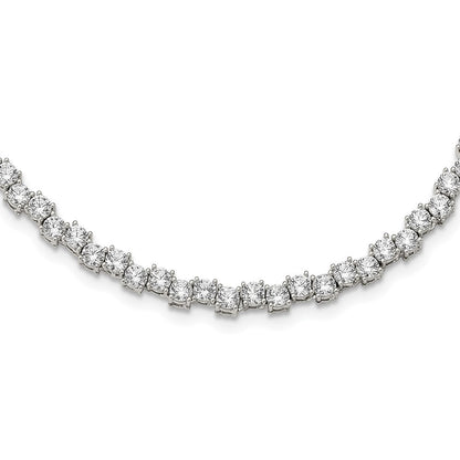 Sterling Silver Rhodium-Plated Polished 4mm Cz Necklace